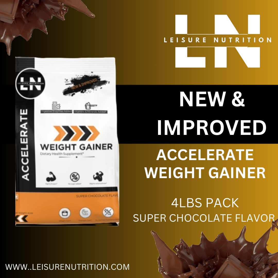 Leisure Nutrition Accelerate Weight Gainer 4lbs Pouch Pack Super Chocolate Flavor