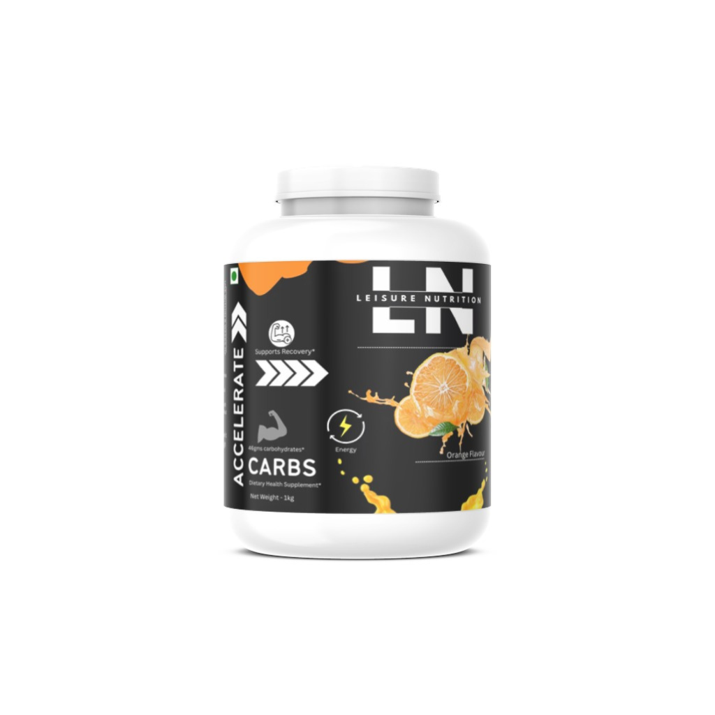 Leisure Nutrition Accelerate Carbs Supplement Orange flavor 1kg Pack