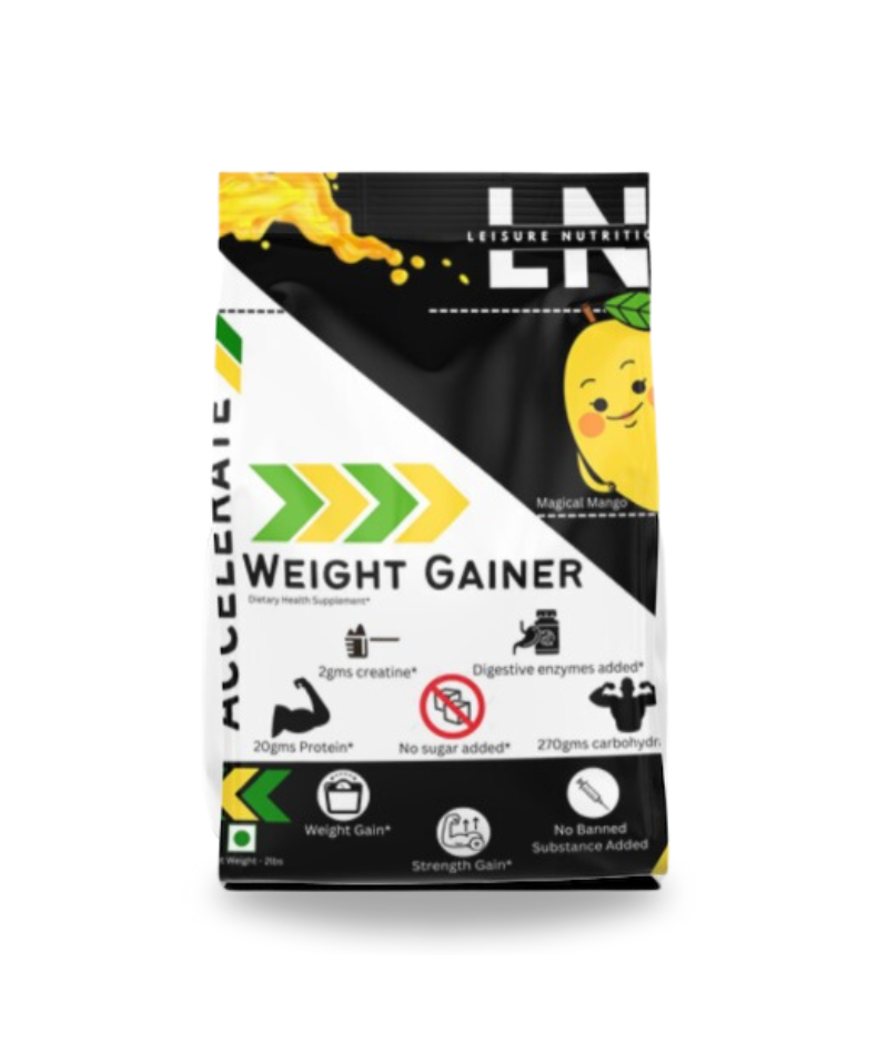 Leisure Nutrition Accelerate Weight Gainer 2lbs Pouch pack Magical Mango Flavor